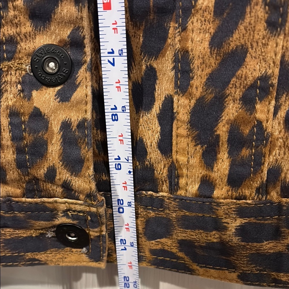 NEW! Style & Co. Leopard Print Jean Jacket in Brown and Black - Picture 6 of 8